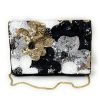 Black, gold and white sequined handmade clutch