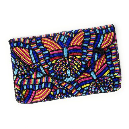 Bohemian Colorful Butterfly Hand-Beaded Clutch