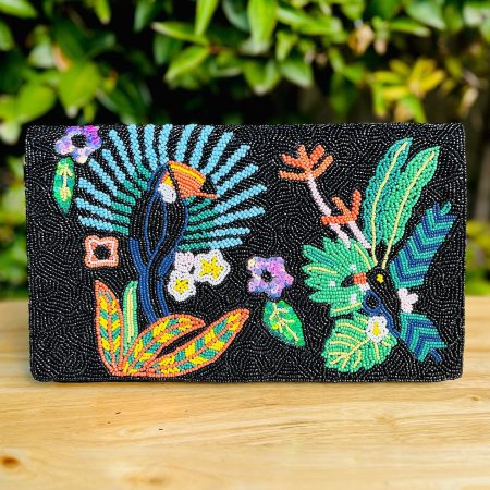 Jungle Toucan Hand-Beaded Clutch