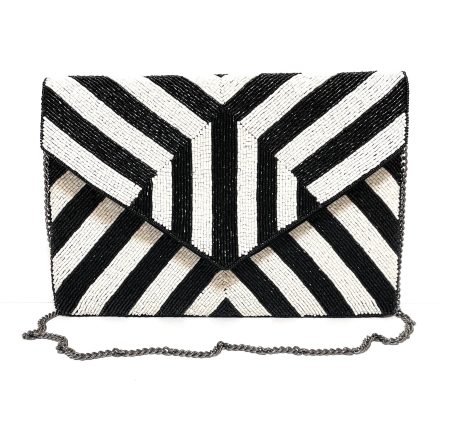 Minimalist geometric contrast beaded envelope bag