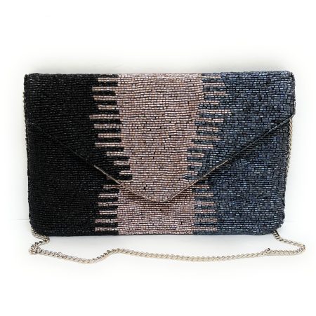 Minimalist contrast color hand-beaded envelope bag
