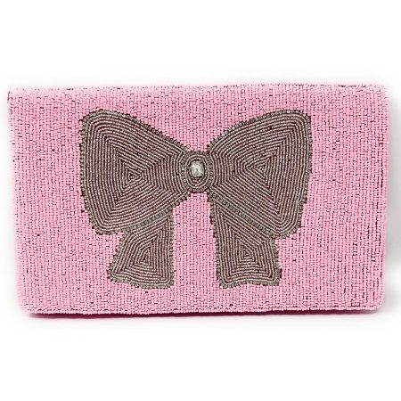 Sweet retro bow hand-beaded clutch