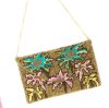 Tropical Palm Hand-Beaded Sequin Clutch