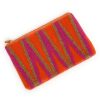 Vibrant geometric color-block hand-beaded clutch